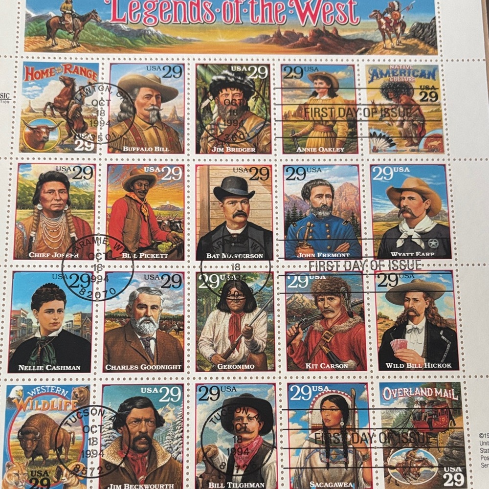 First day of issue
Legends of the west commemorative stamps